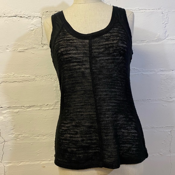 Sanctuary Black Knit Sleeveless Top w Mesh Back w Button Closure. Size S - Picture 1 of 12